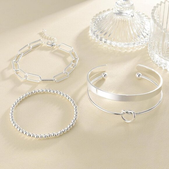 14K Gold Plated Bangle Cuff Bracelets for Women Non Tarnish Gold Bracelet Stack - Picture 2 of 6